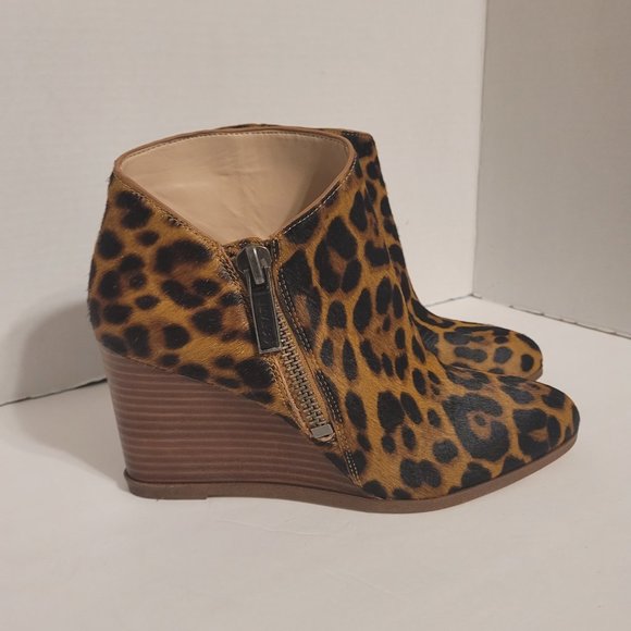 1.State Womens Kaleb Suede Dress Leopard Wedge Ankle Boots Shoes Size 7M NEW - Picture 1 of 13